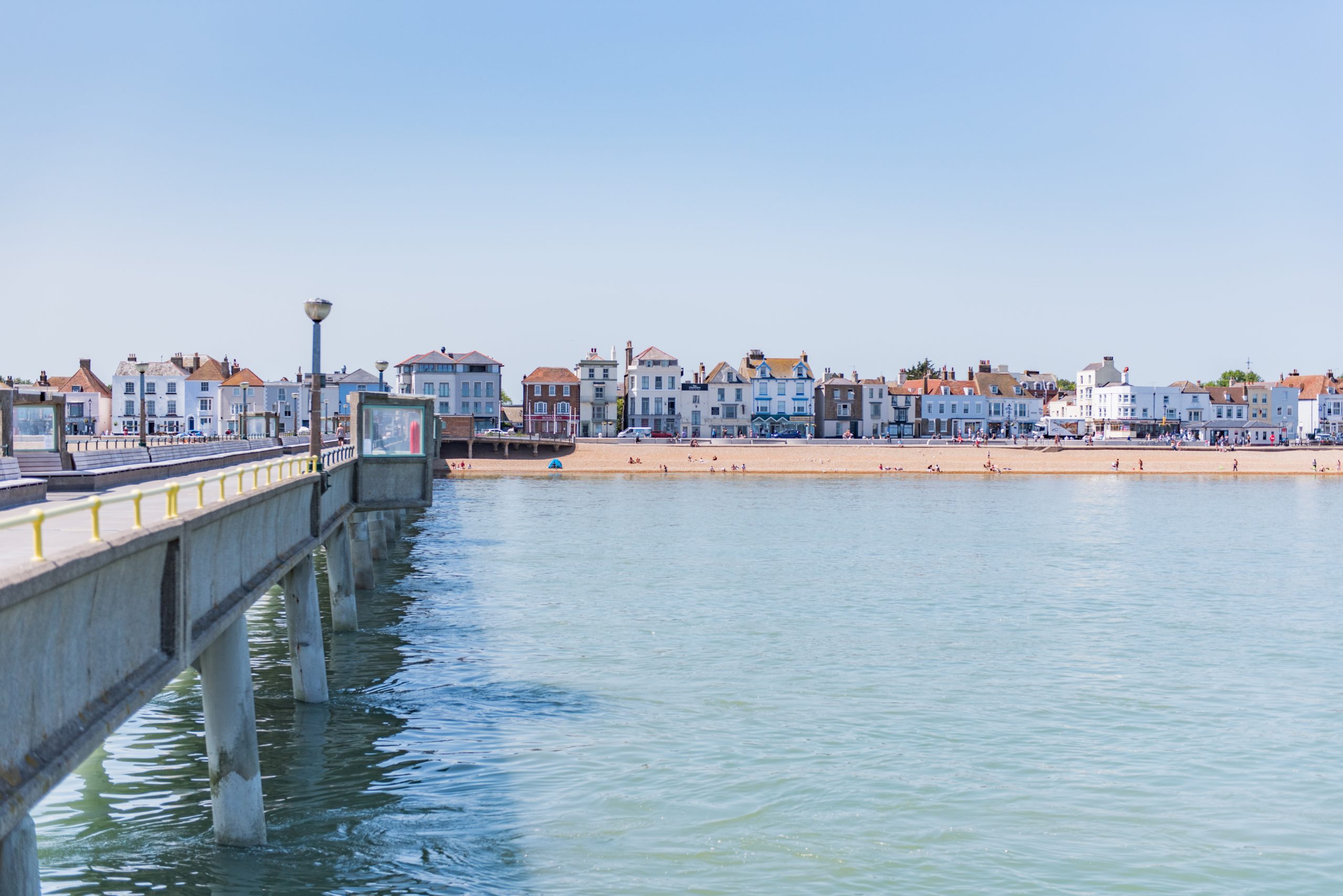 View of Deal's Georgian seafront houses, from Deal Pier