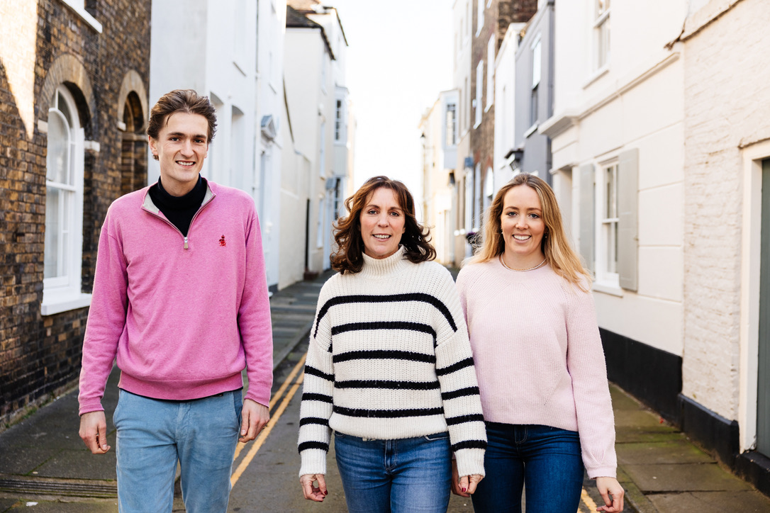 The family behind Keepers Cottages walking down Middle Street, Deal