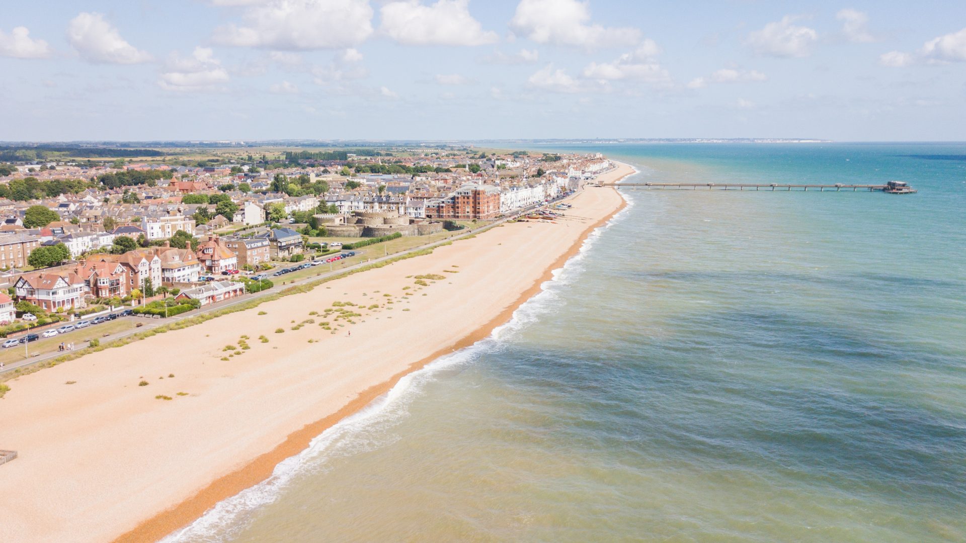 Drone view over Deal Seafront, Kent