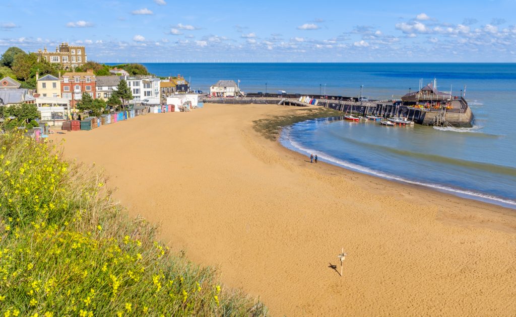 Golden sand of Viking Bay in Broadstairs, Kent
